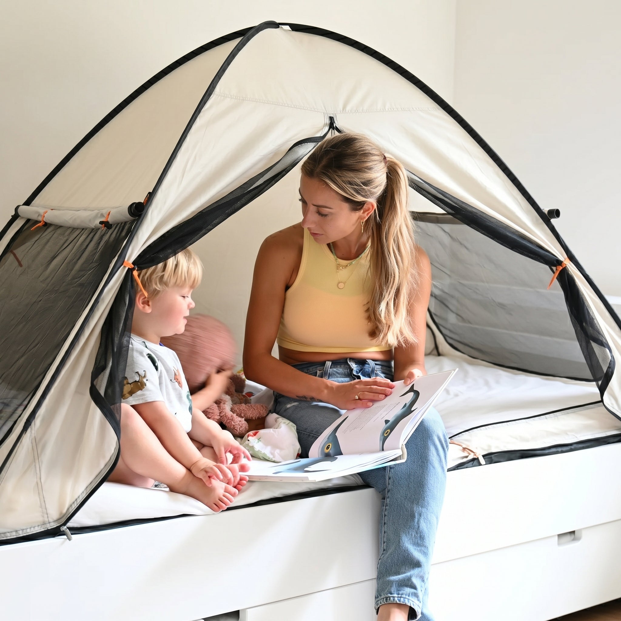 Sängtält pop-up Ivory 200x90