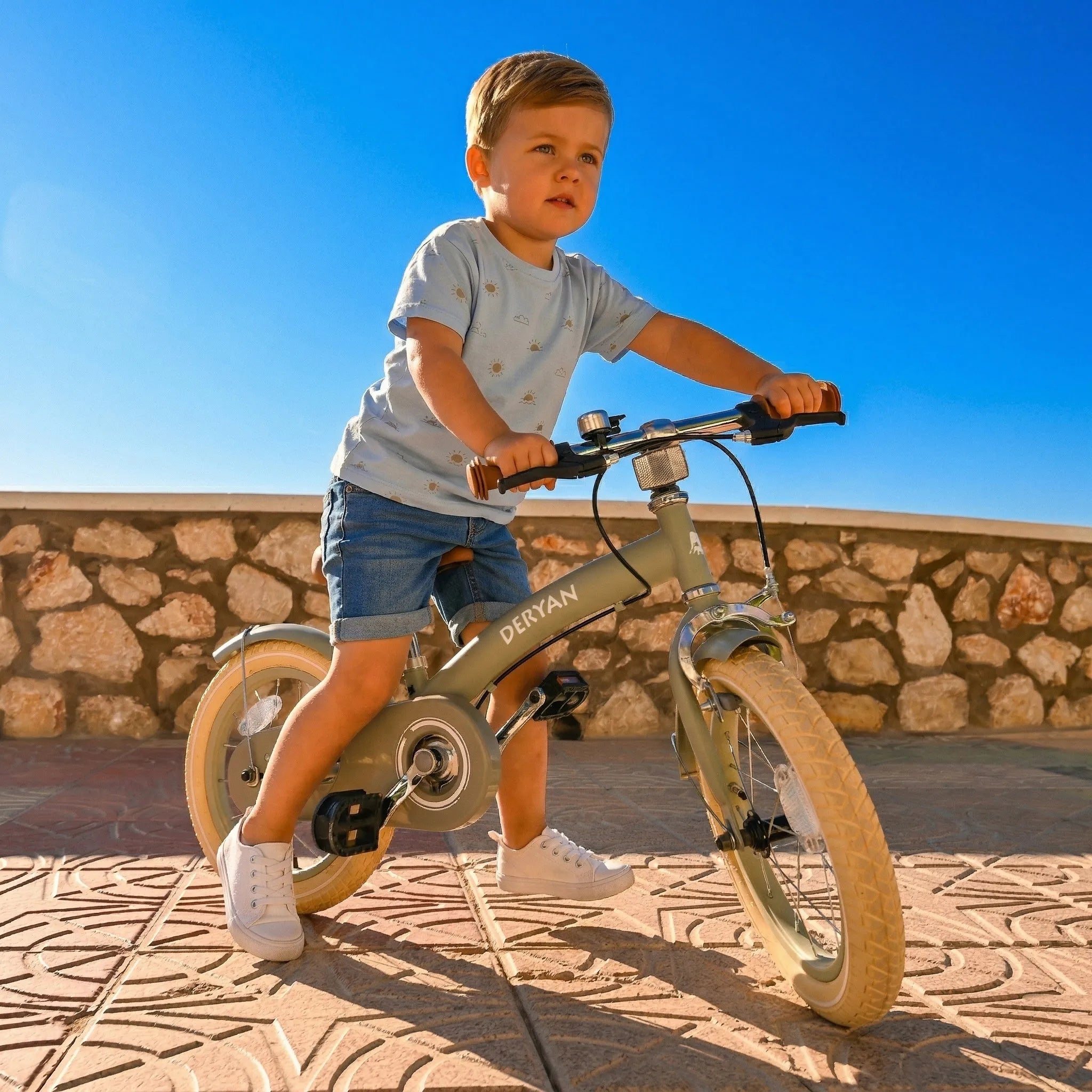 Luxus Kinderfahrrad 14 Zoll - 3 in 1 - Laufrad Grün