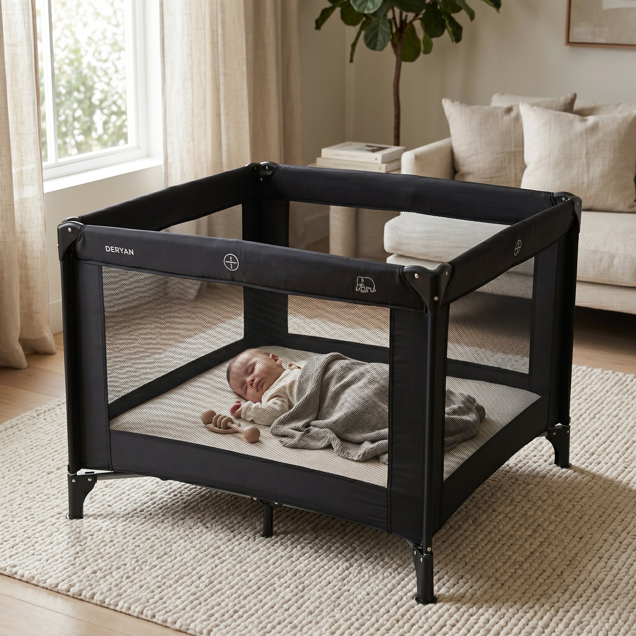Foldable Playpen 100x100 cm - Black