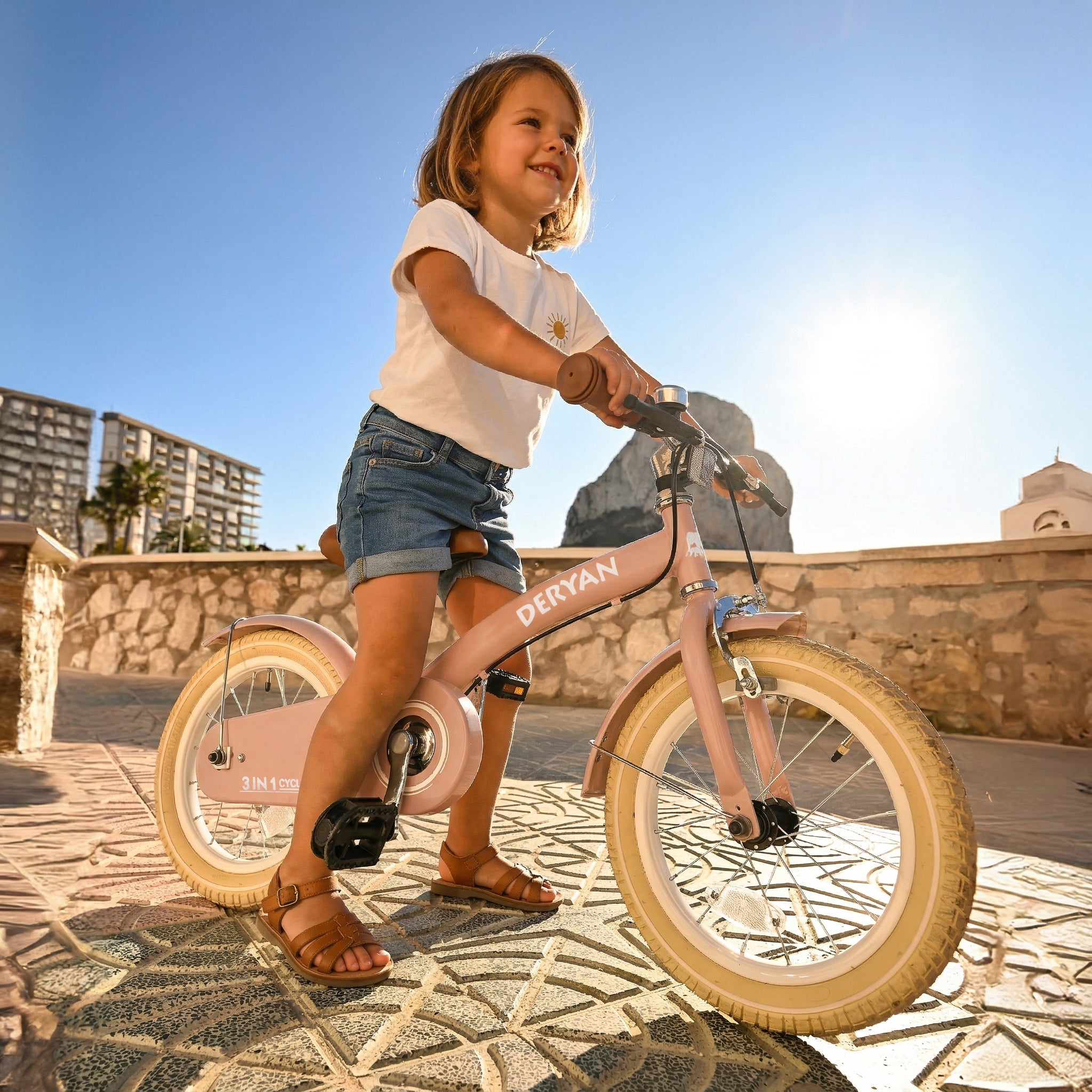 Vélo de luxe pour enfants 14 pouces - 3 en 1 - vélo d'équilibre - Rose