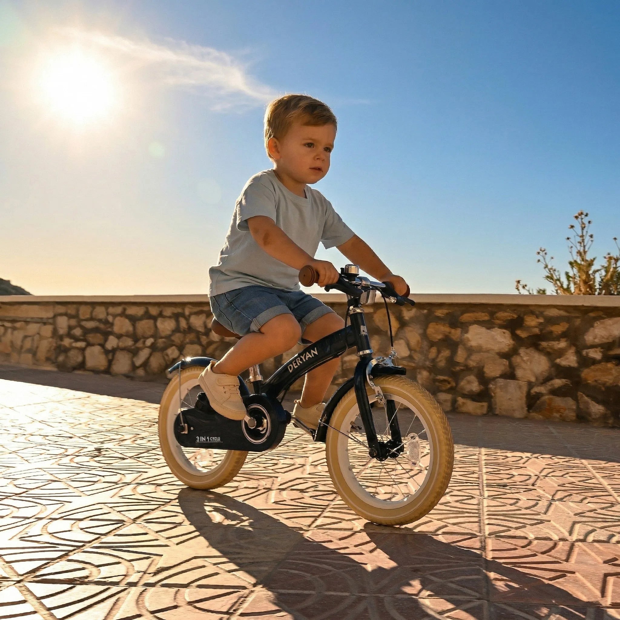 Luxe Kinderfiets 14 inch - 3 in 1 - loopfiets Blauw
