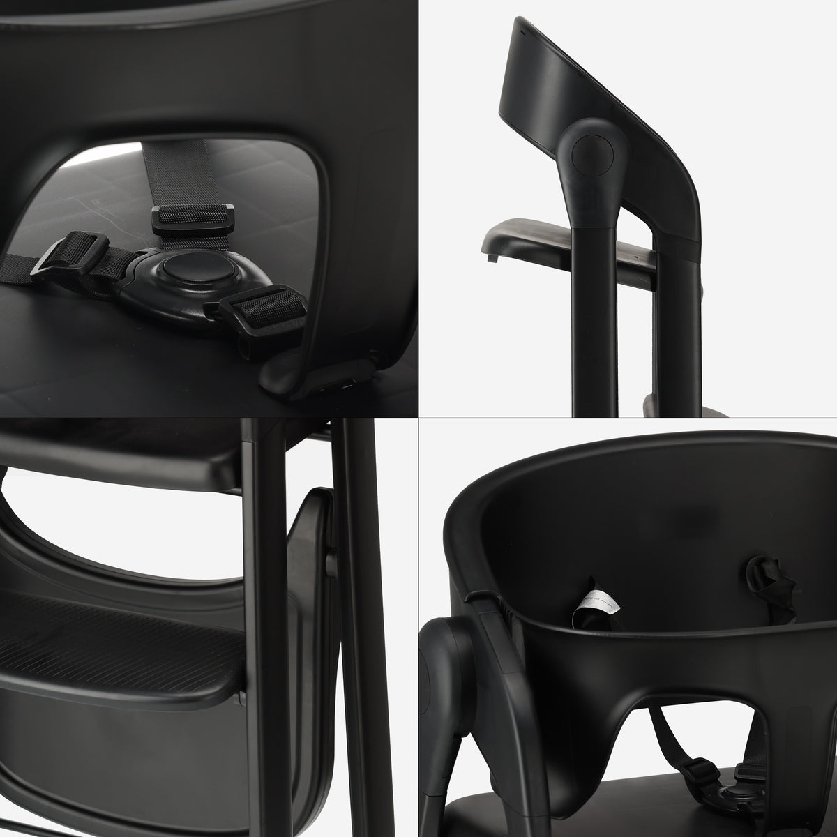 Deryan Luxury Convertible High Chair with Infant Seat and Bouncer, Black/Nougat Sand