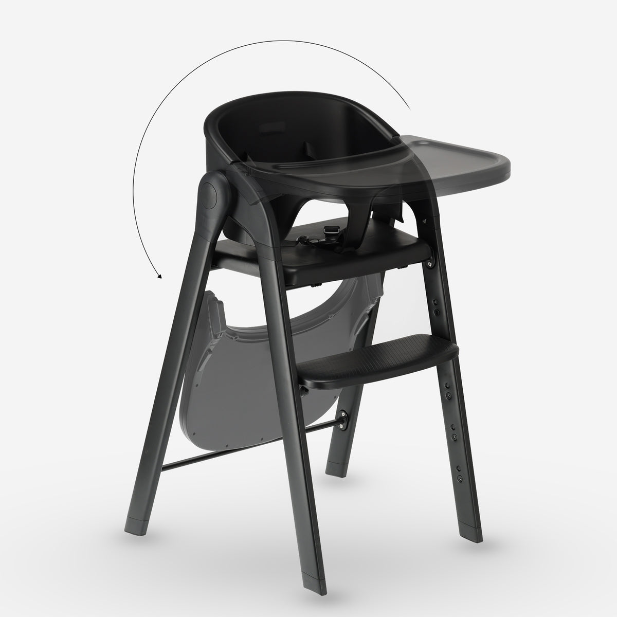 Deryan Luxury Convertible High Chair with Infant Seat and Bouncer, Black/Nougat Sand