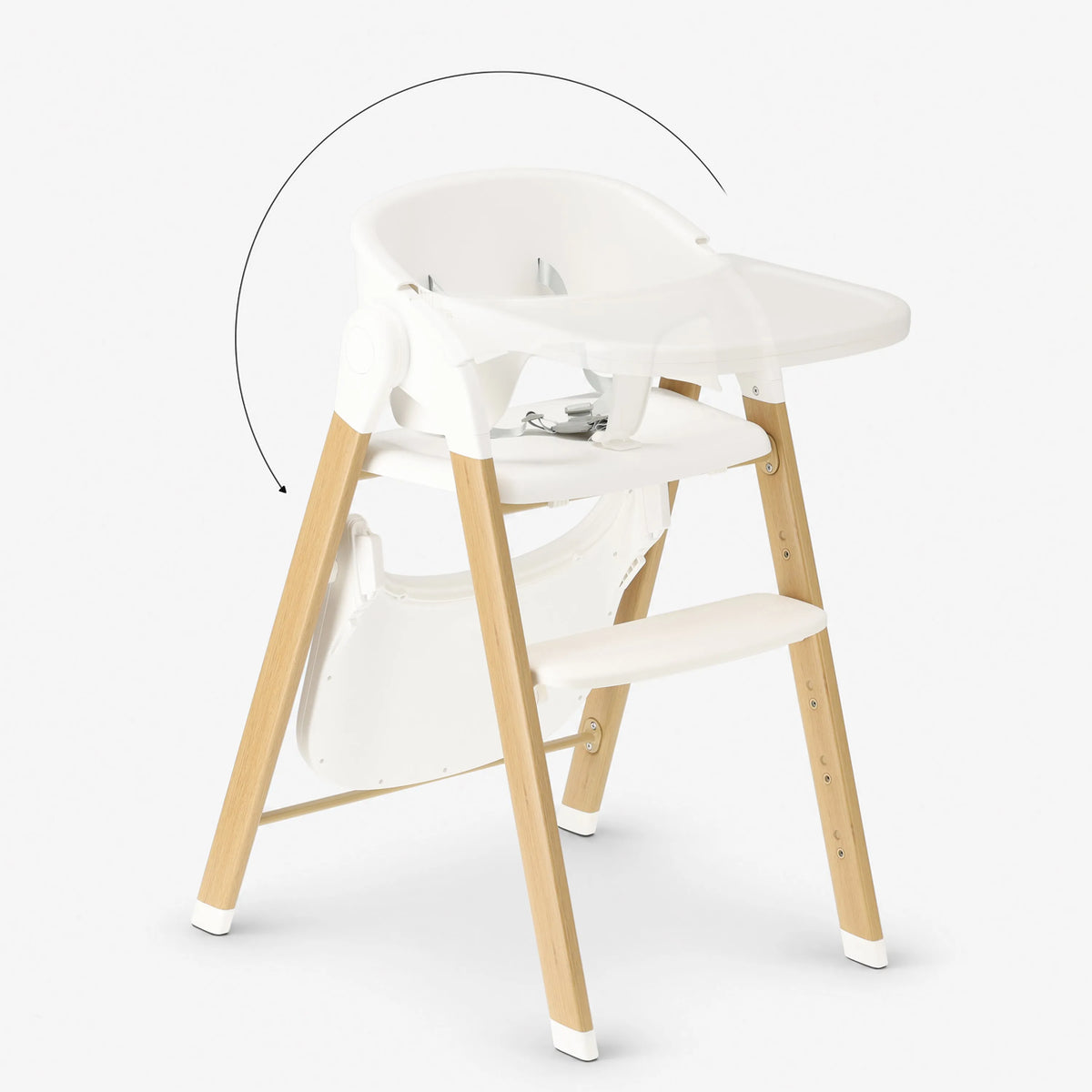 Luxuriöser Mitwachstumsstuhl mit Babysitz und Wippstuhl, Weiß / Holz