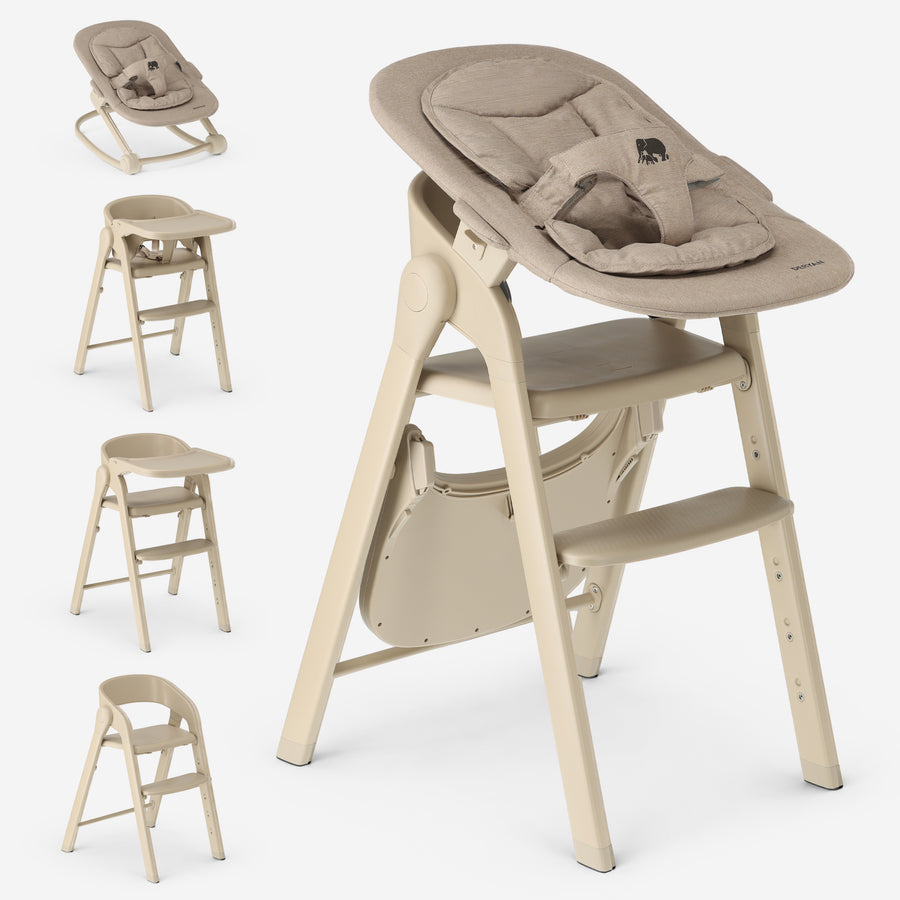 Luxe Meegroeistoel met Babyzitje en Wipstoel Cashmere Sand