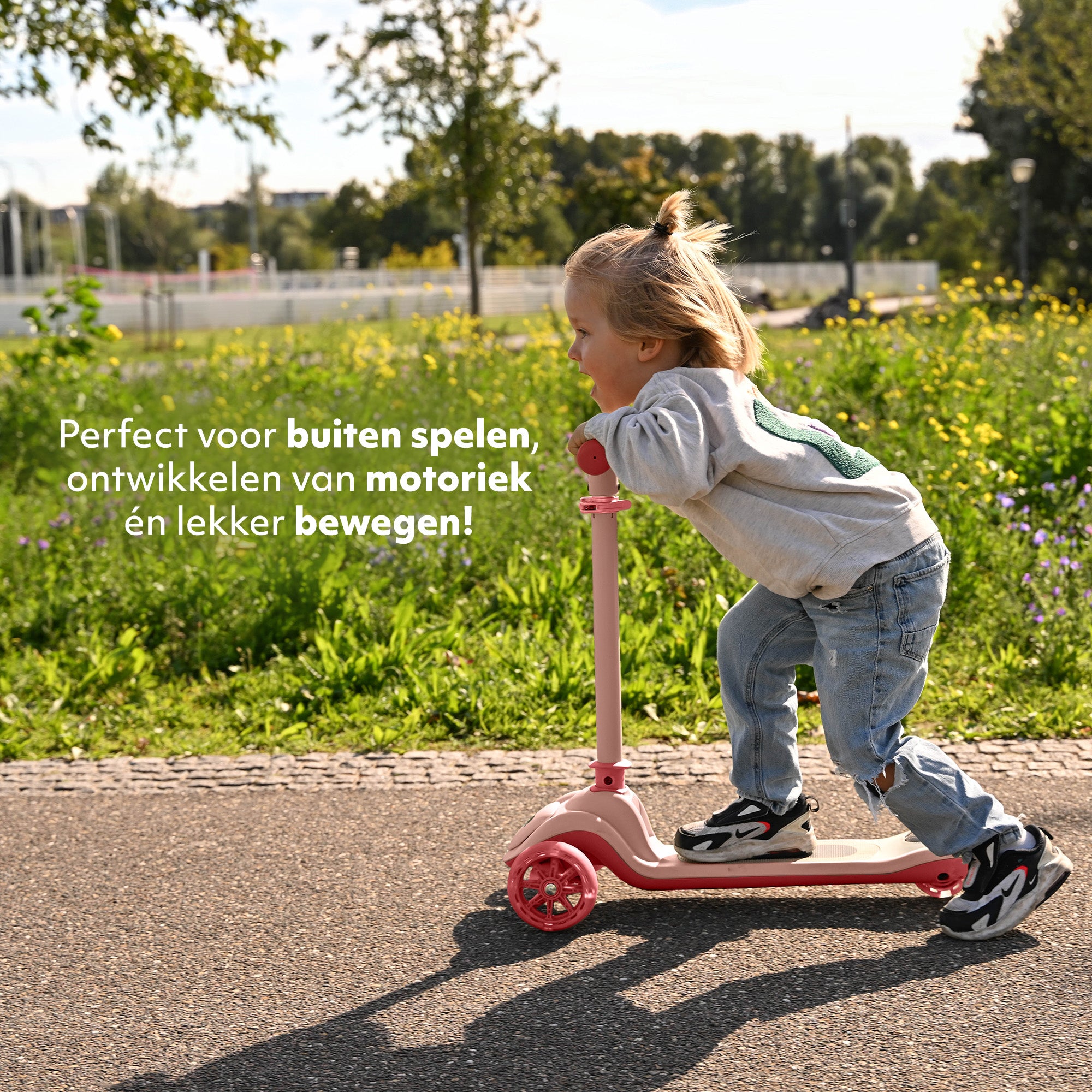 Harvey Kids scooter 3 wheels - age group 3+ - max 50kg - LED lights in the wheels - height adjustable 65-70-75-80 cm - Pink