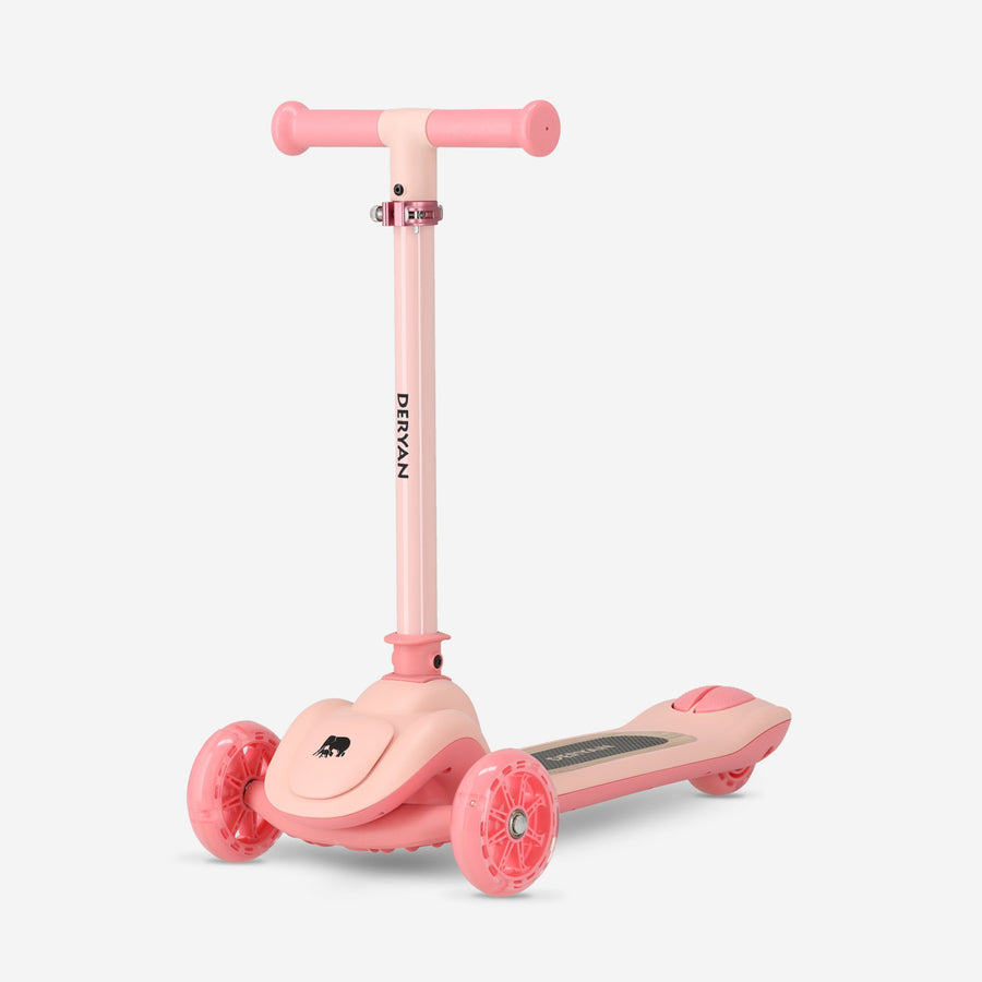 Harvey Kids løbehjul 3 hjul - aldersgruppe 3+ - max 50 kg - LED-lys i hjulene - højdejusterbar 65-70-75-80 cm - Pink