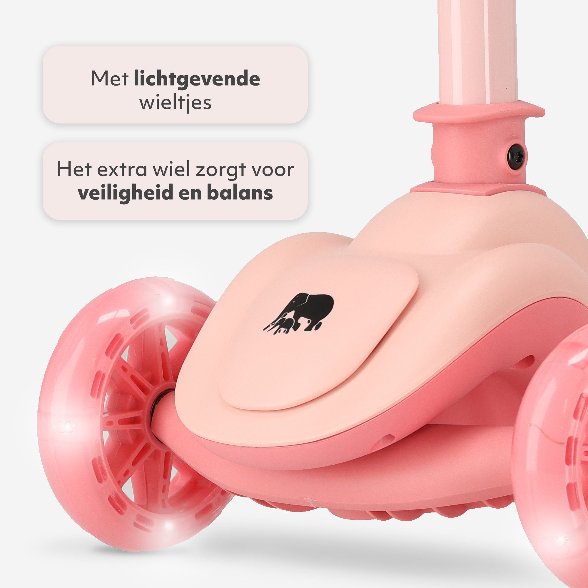 Harvey Kids scooter 3 wheels - age group 3+ - max 50kg - LED lights in the wheels - height adjustable 65-70-75-80 cm - Pink