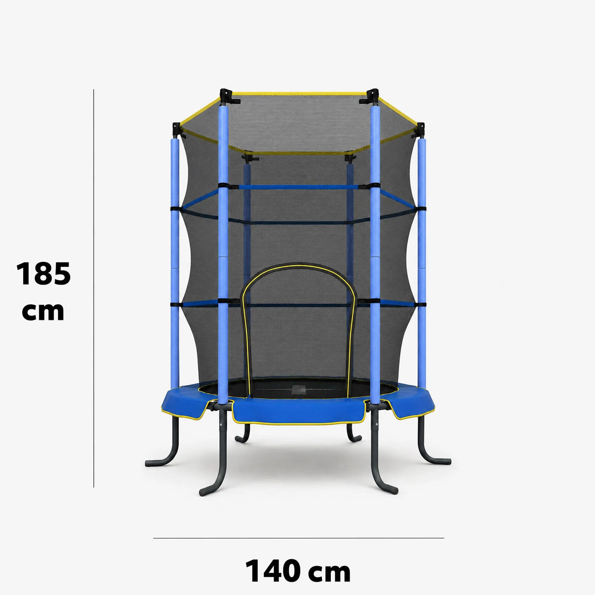 140 cm Indoor Kids' Trampoline - With Safety Net - Blue