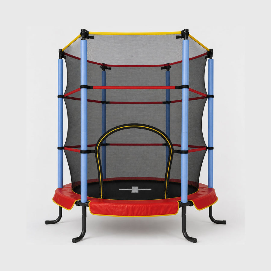 140 cm Indoor Kids' Trampoline - With Safety Net - Red