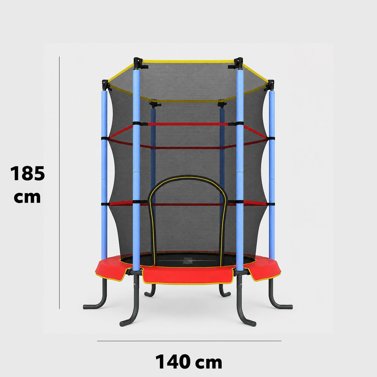 140 cm Indoor Kids' Trampoline - With Safety Net - Red
