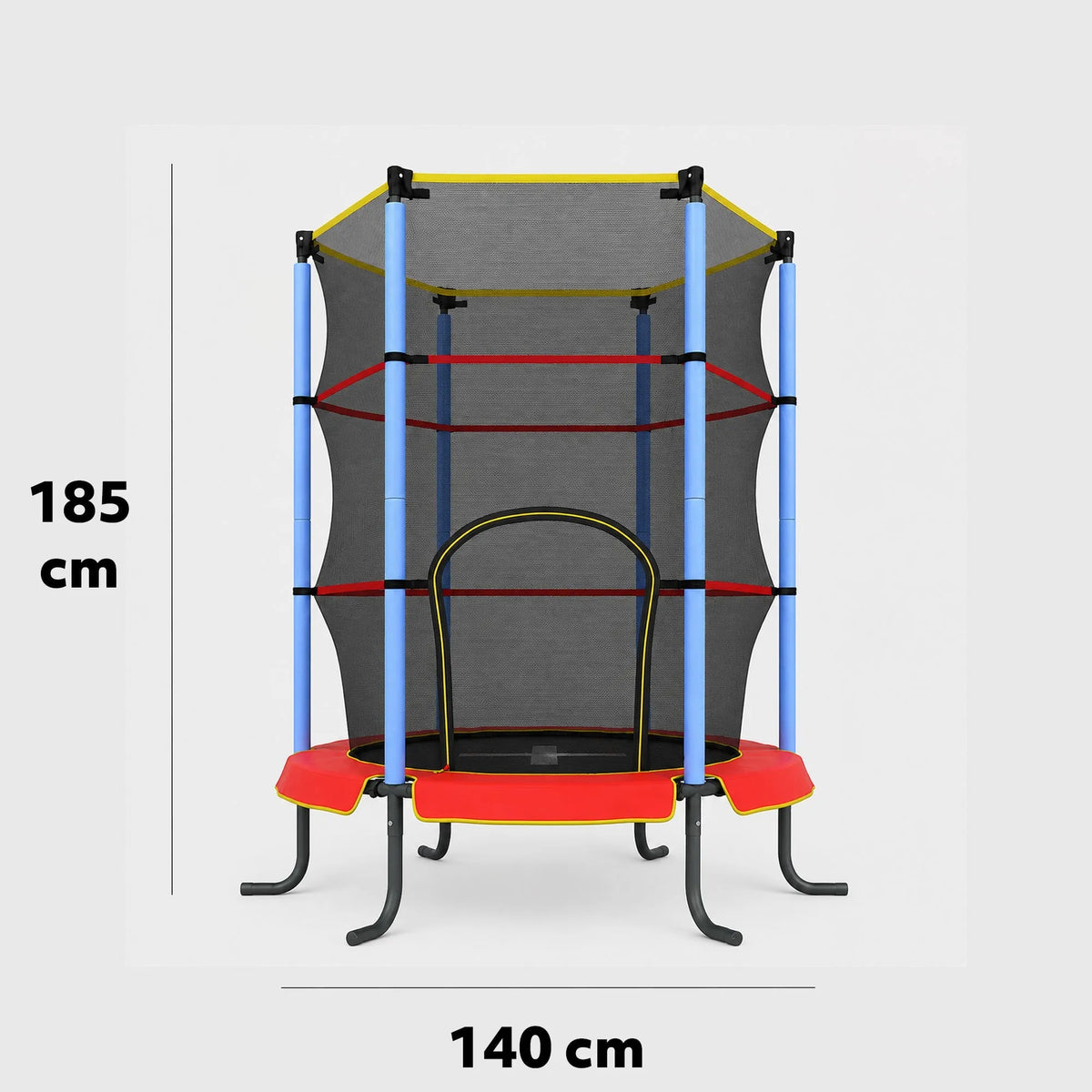 140 cm Indoor Kids' Trampoline - With Safety Net - Red