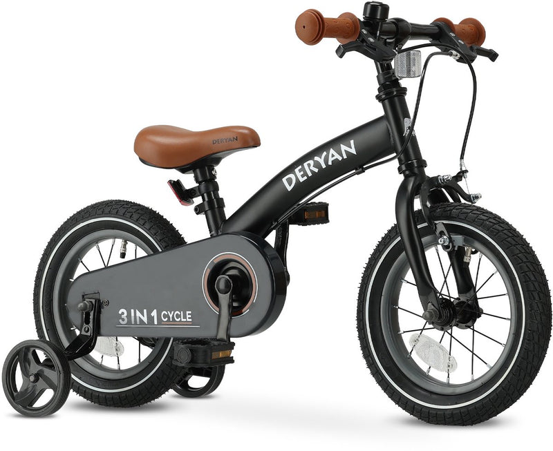 Vélo de luxe pour enfants 14 pouces - 3 en 1 - draisienne Noir