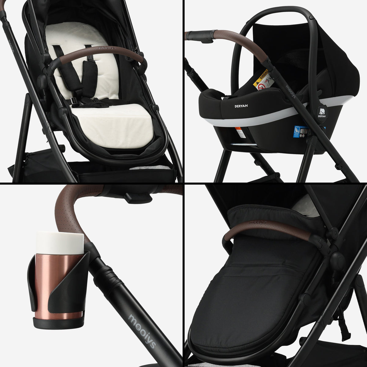 Mooiys Luca 3-in-1 Stroller - Multifunctional Stroller - Includes Car Seat - Black