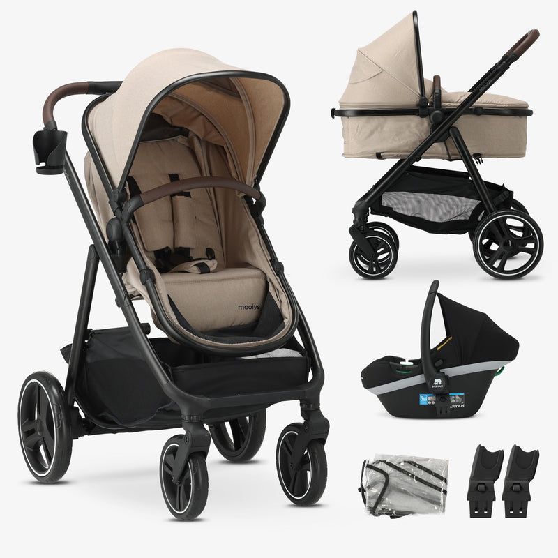 Cochecito Mooiys Luca 3 en 1 - Cochecito multifuncional - con silla de coche incluida - Nougat