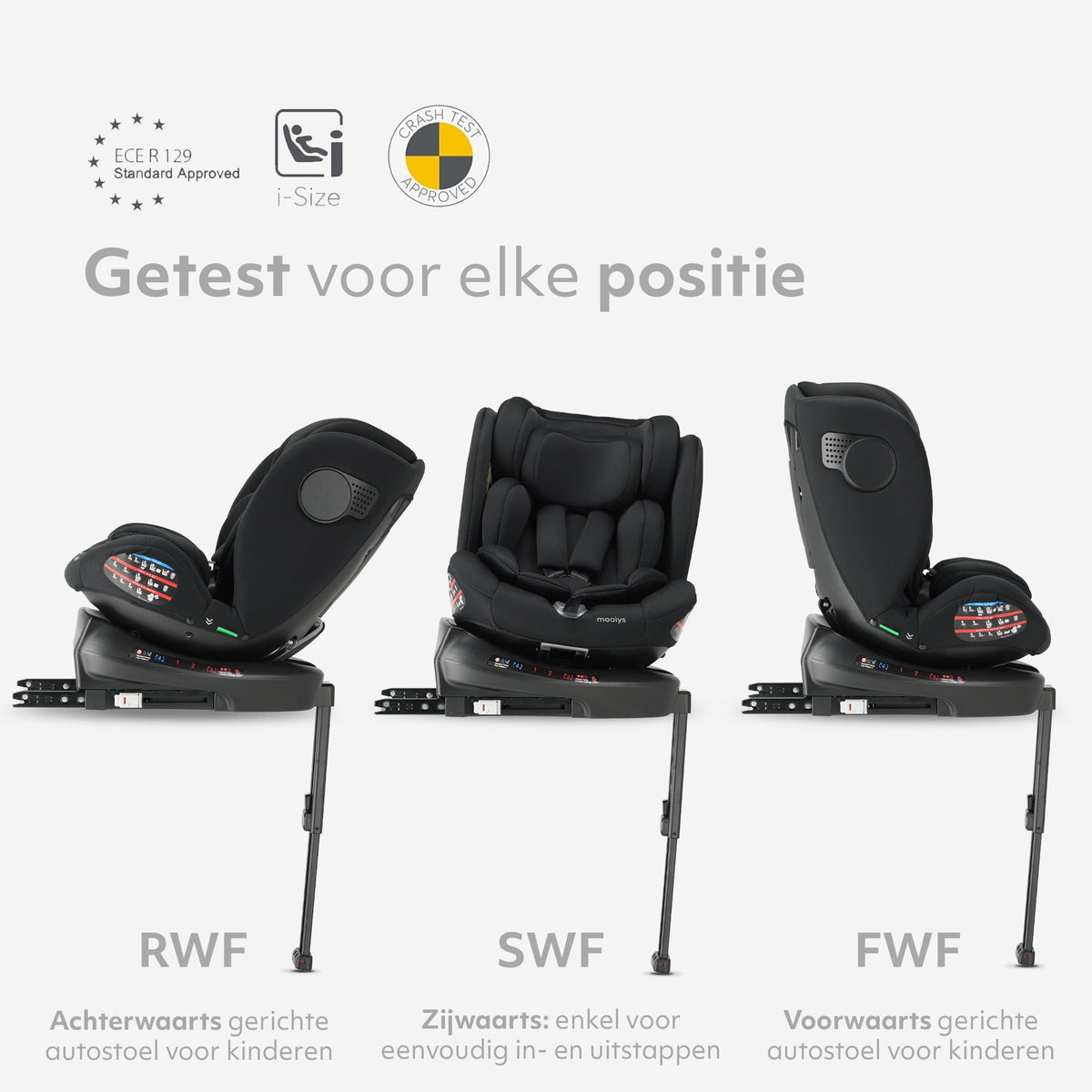 Indy Luxe Autostoel i-Size - 360° Draaibaar - Isofix - Zwart