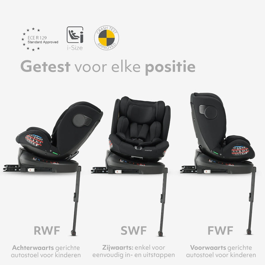 Indy Luxe Autostoel i-Size - 360° Draaibaar - Isofix - Zwart