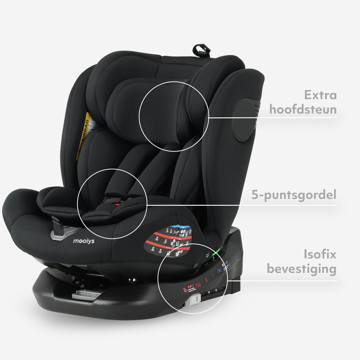 Kaya Luxe Autostoel I-Size - 360° Draaibaar - Isofix - Zwart