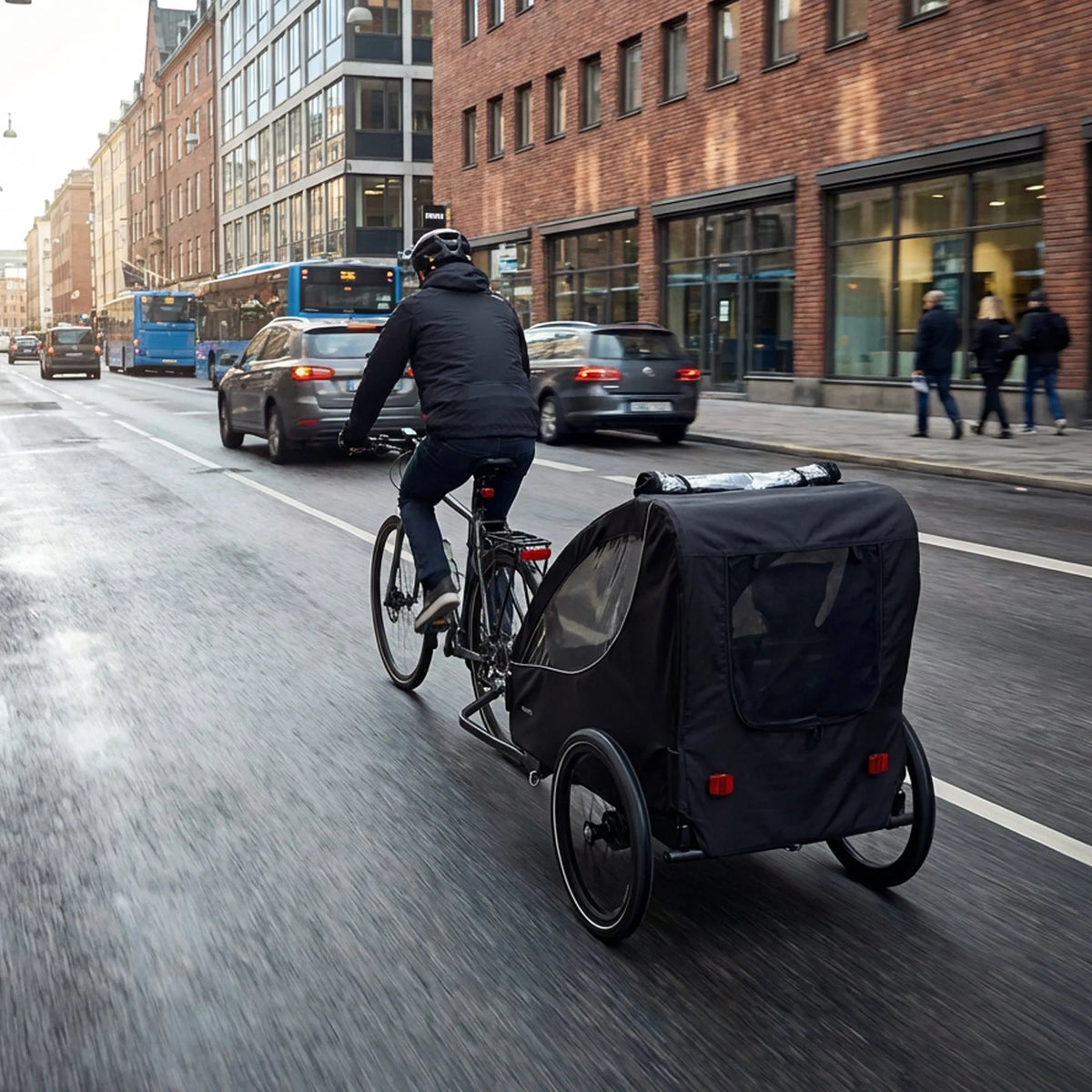 Remolque de bicicleta de lujo para 2 personas - Negro