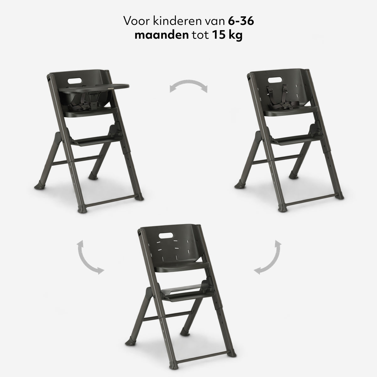 Mooiys Nomi barnestol – sammenklappelig – justerbar – sort