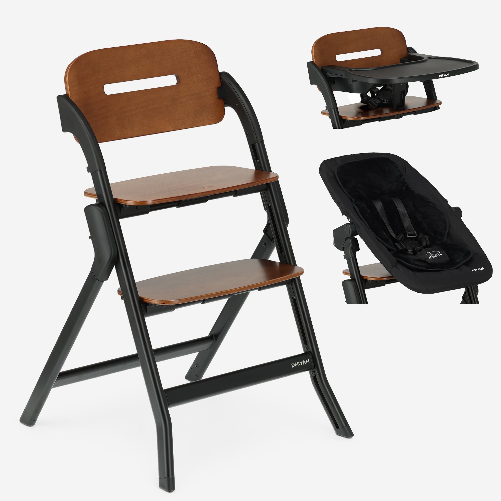 Seggiolone Oak Luxe con sdraietta - Nero