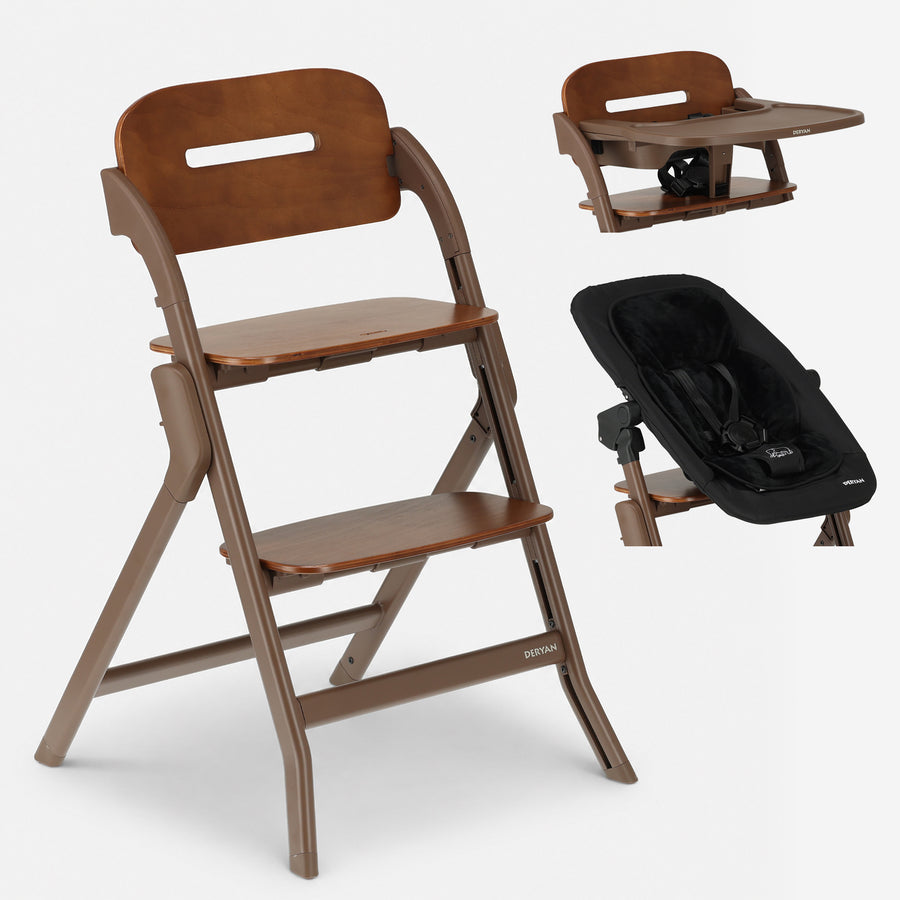 Chaise haute Oak Luxe avec transat - Marron foncé