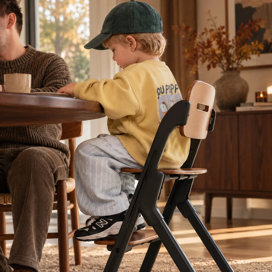 Oak Adjustable High Chair with Baby Seat - Black
