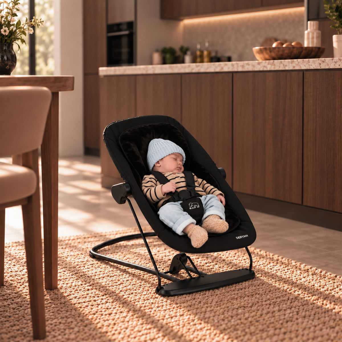 Oak Luxe barnestol med vippestol - mørkebrun