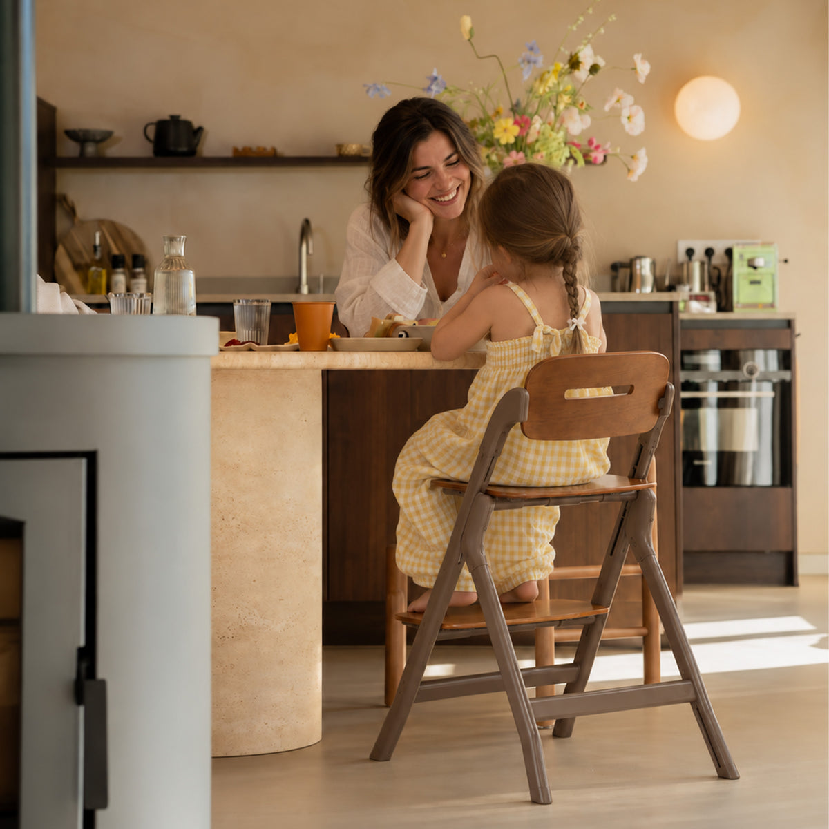 Oak Luxe barnestol med vippestol - mørkebrun