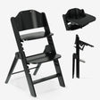 Odin Wooden Adjustable High Chair, Black, with Solid Wood Frame, Adjustable Seat Height, and Removable Tray