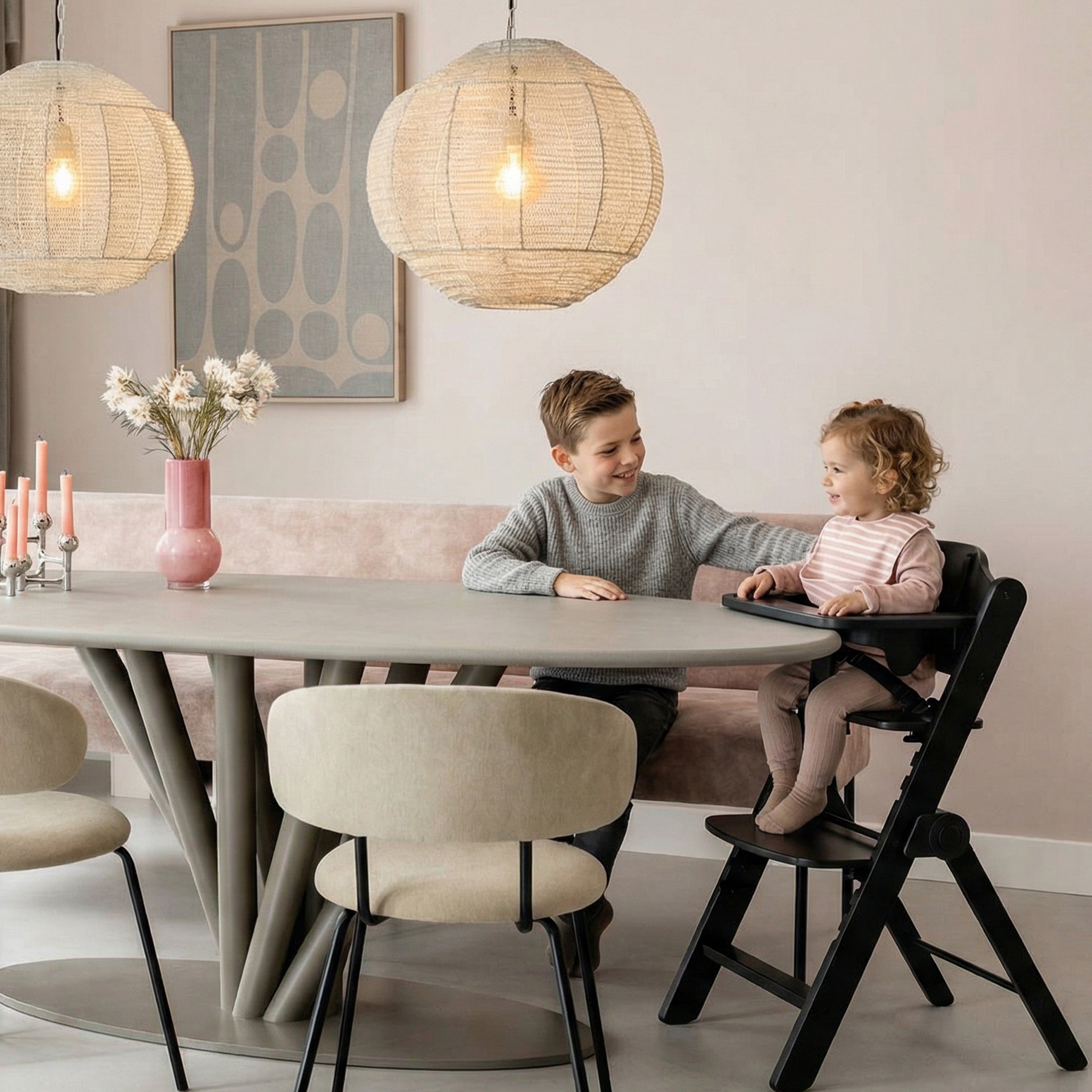Odin Luxe Houten Meegroeistoel Kinderstoel - Inclusief Eetblad - Verstelbare Kinderstoel - Zwart