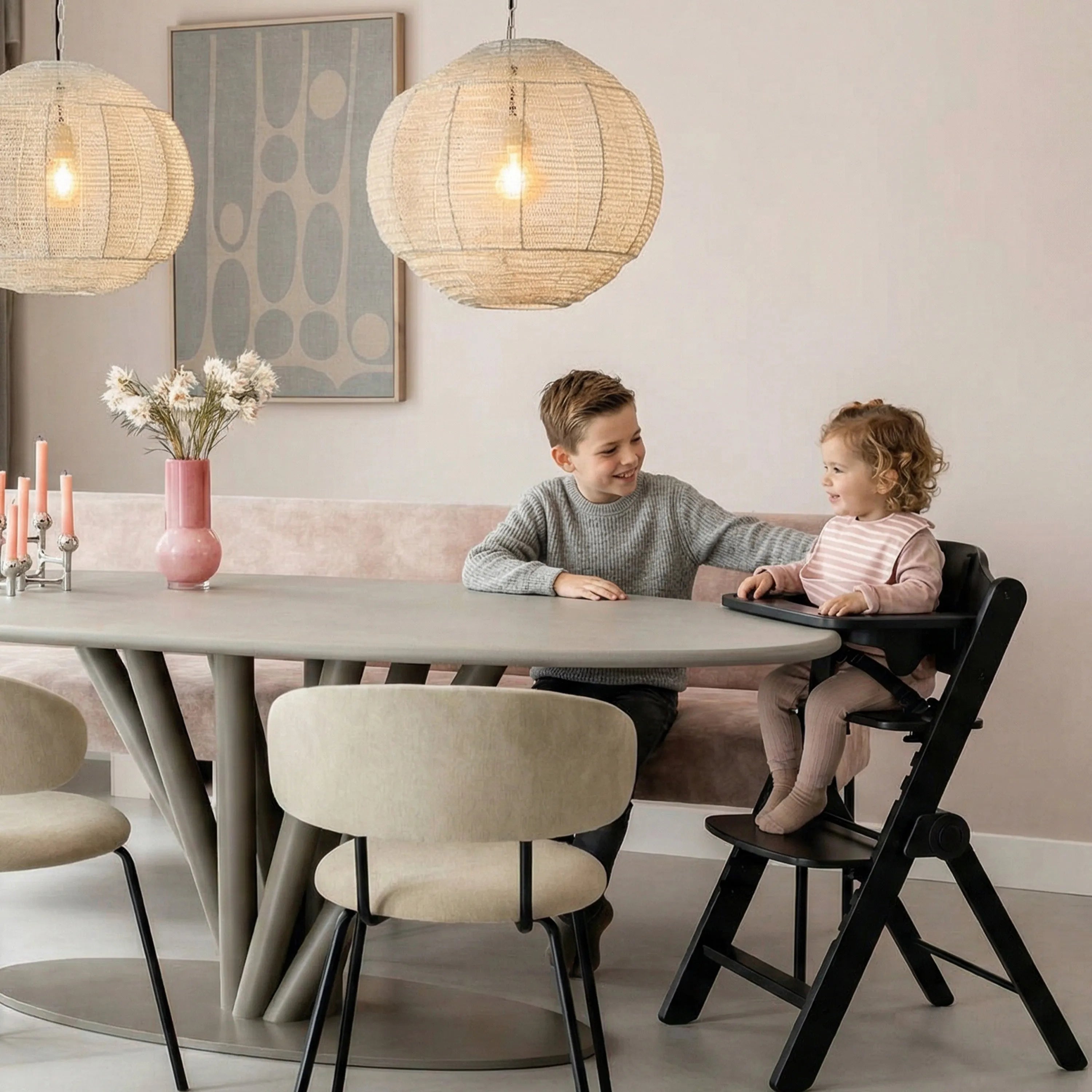 Odin Luxe Houten Meegroeistoel Kinderstoel - Inclusief Eetblad - Verstelbare Kinderstoel - Zwart