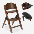 Odin Wooden Adjustable High Chair with Bouncer in Warm Brown and Black with a Removable Tray