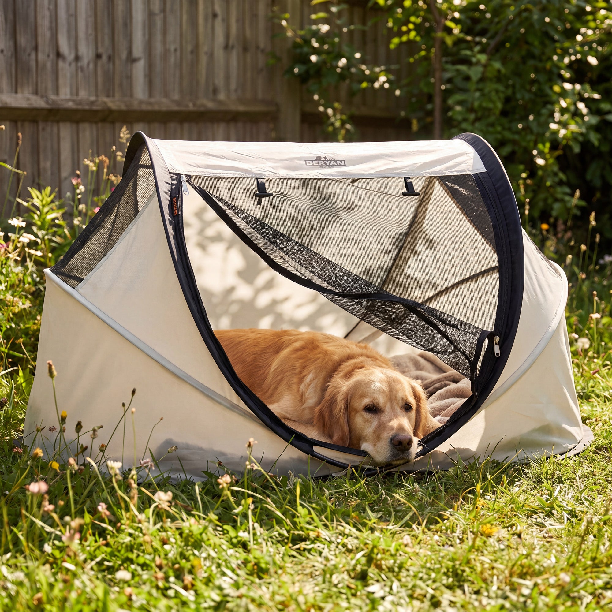 DERYAN Dogs & Cats - Cuccia da viaggio pop-up di lusso per animali domestici - Recinto per cani - Sistema pop-up - Panca pieghevole - Rete extra spessa - Grande