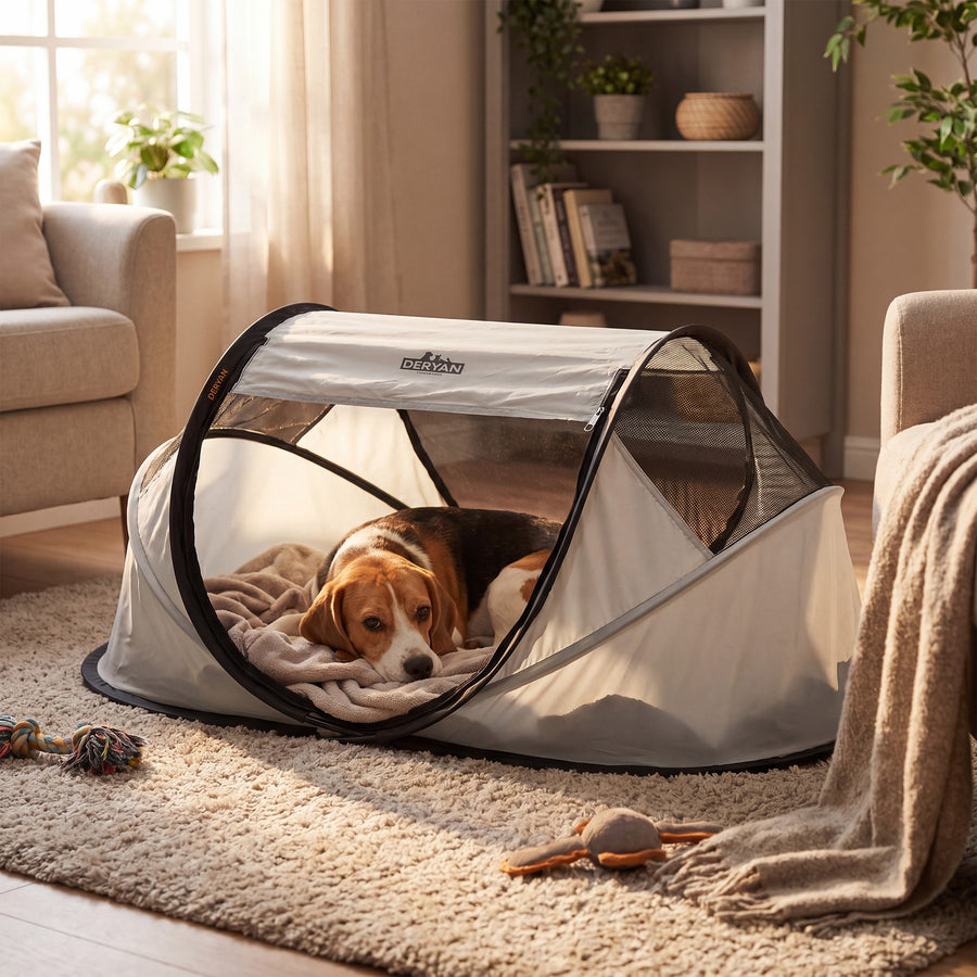 Deryan Perros y Gatos - Luxury Pop-Up Pet Travel-Cot - Corral para perros - Sistema pop-up - Banco plegable - Malla extra gruesa - Mediano