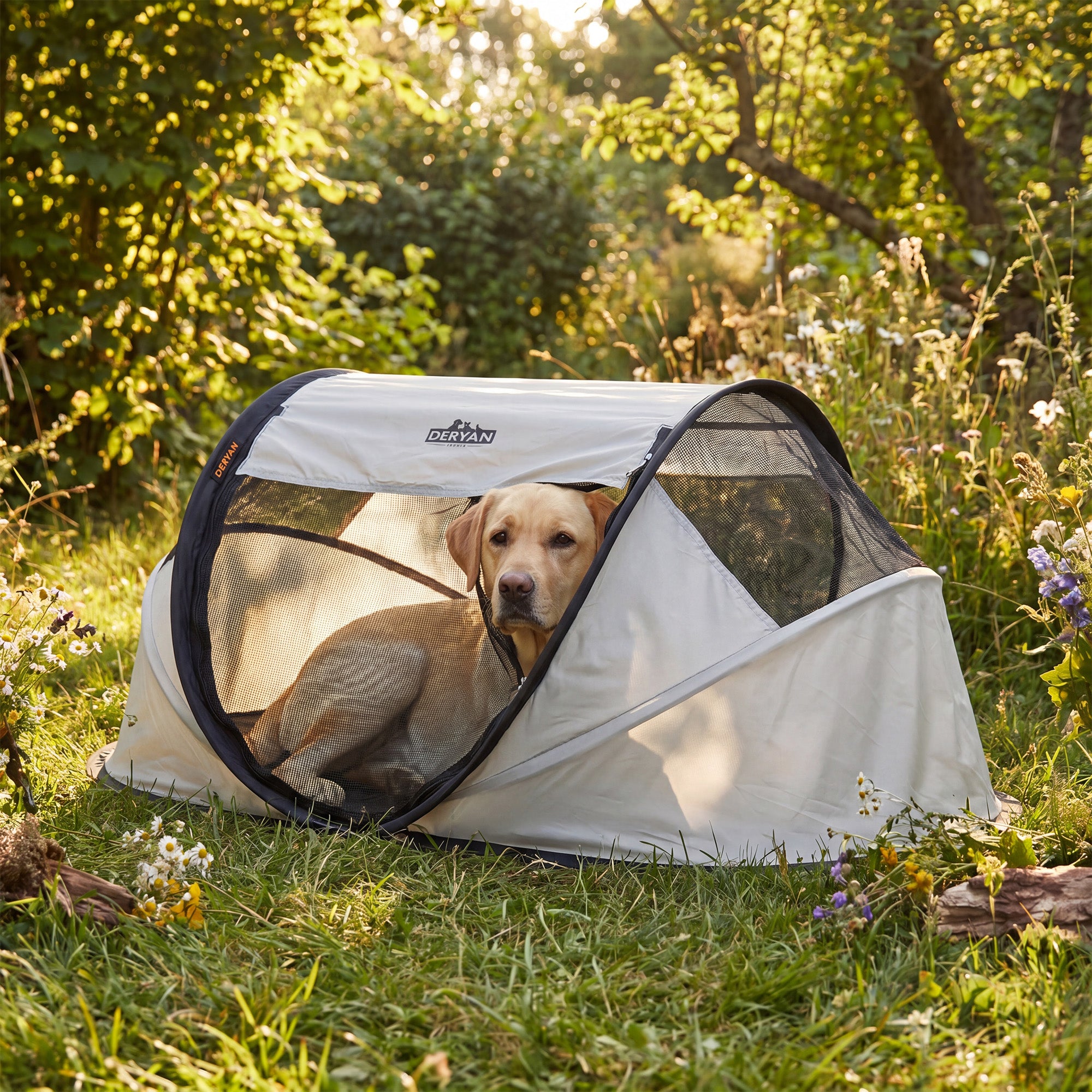 Deryan Dogs & Cats - Luxe Pop-Up Pet Travel-Cot - Hondenren - Pop-up systeem - Opvouwbare bench - Extra dik gaas - Medium