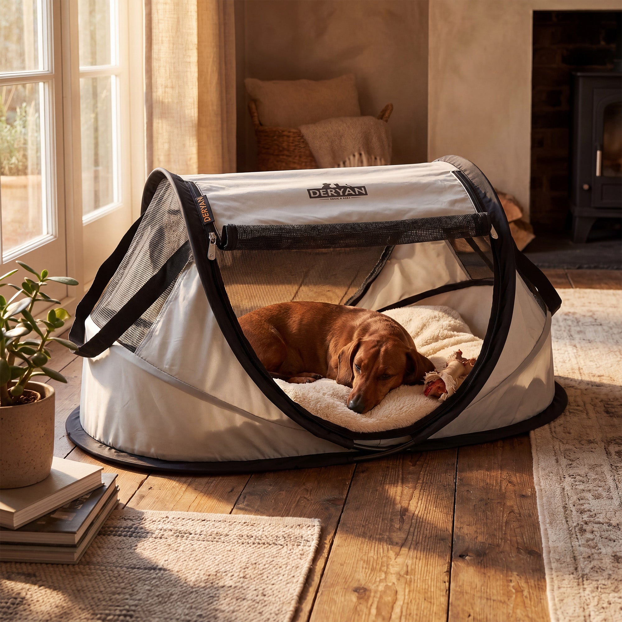 Deryan Dogs & Cats - Luxe Pop-Up Pet Travel-Cot - Hondenren - Pop-up systeem - Opvouwbare bench - Extra dik gaas - Small