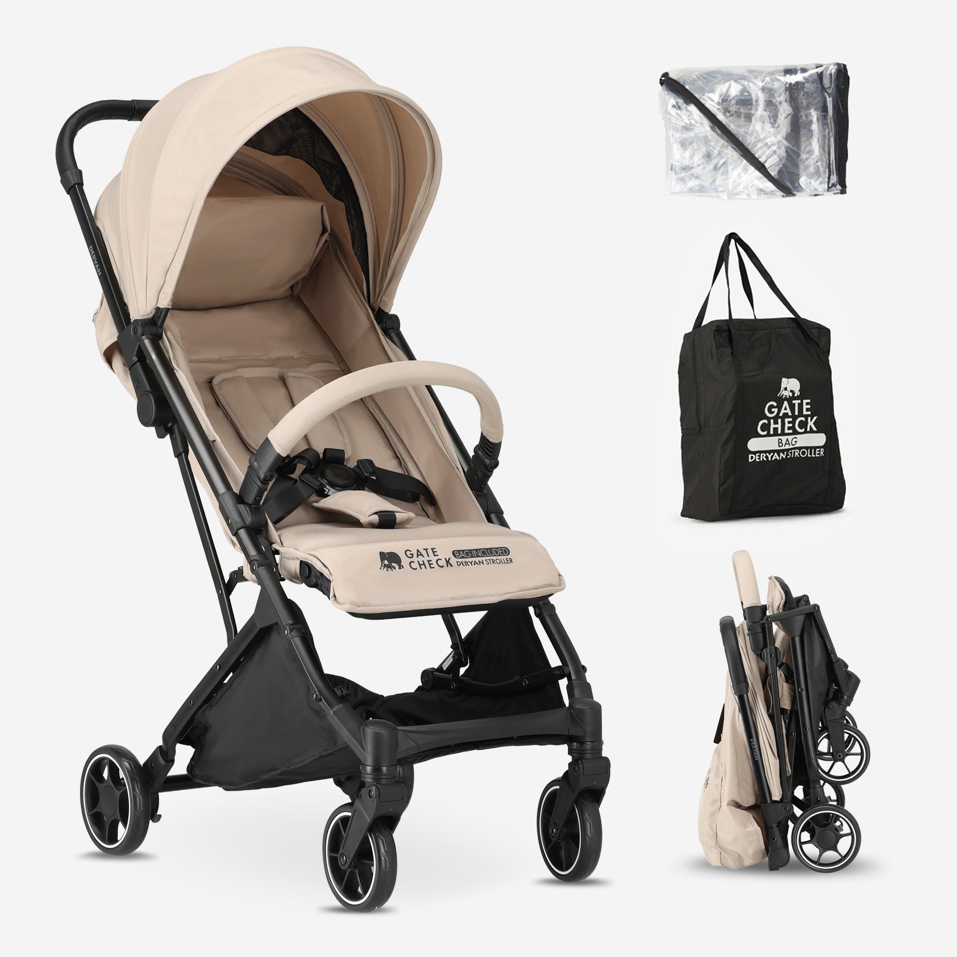 Poussette avion avec housse de pluie et sac de transport inclus