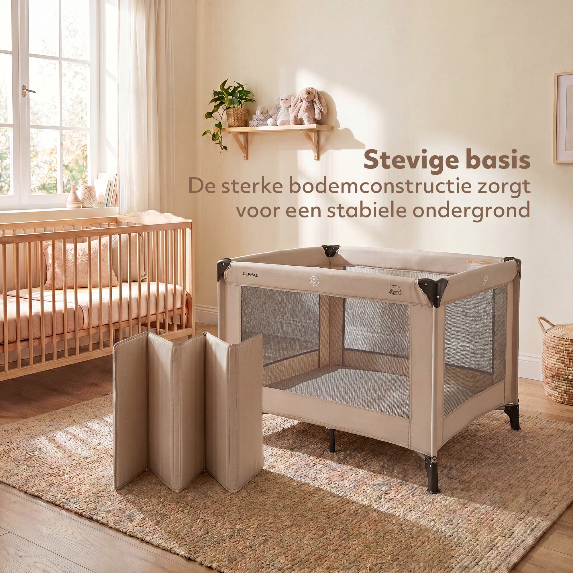 Sammenklappelig legeboks 100 x 100 cm – Nougat