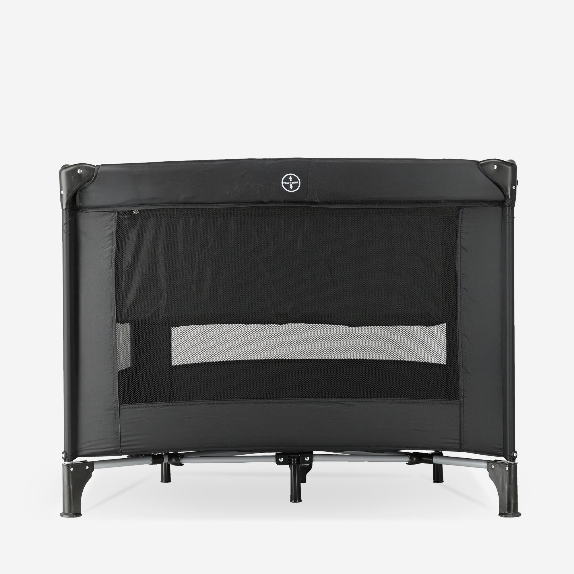 Sammenklappelig legeboks 100 x 100 cm – med pusleplade – sort