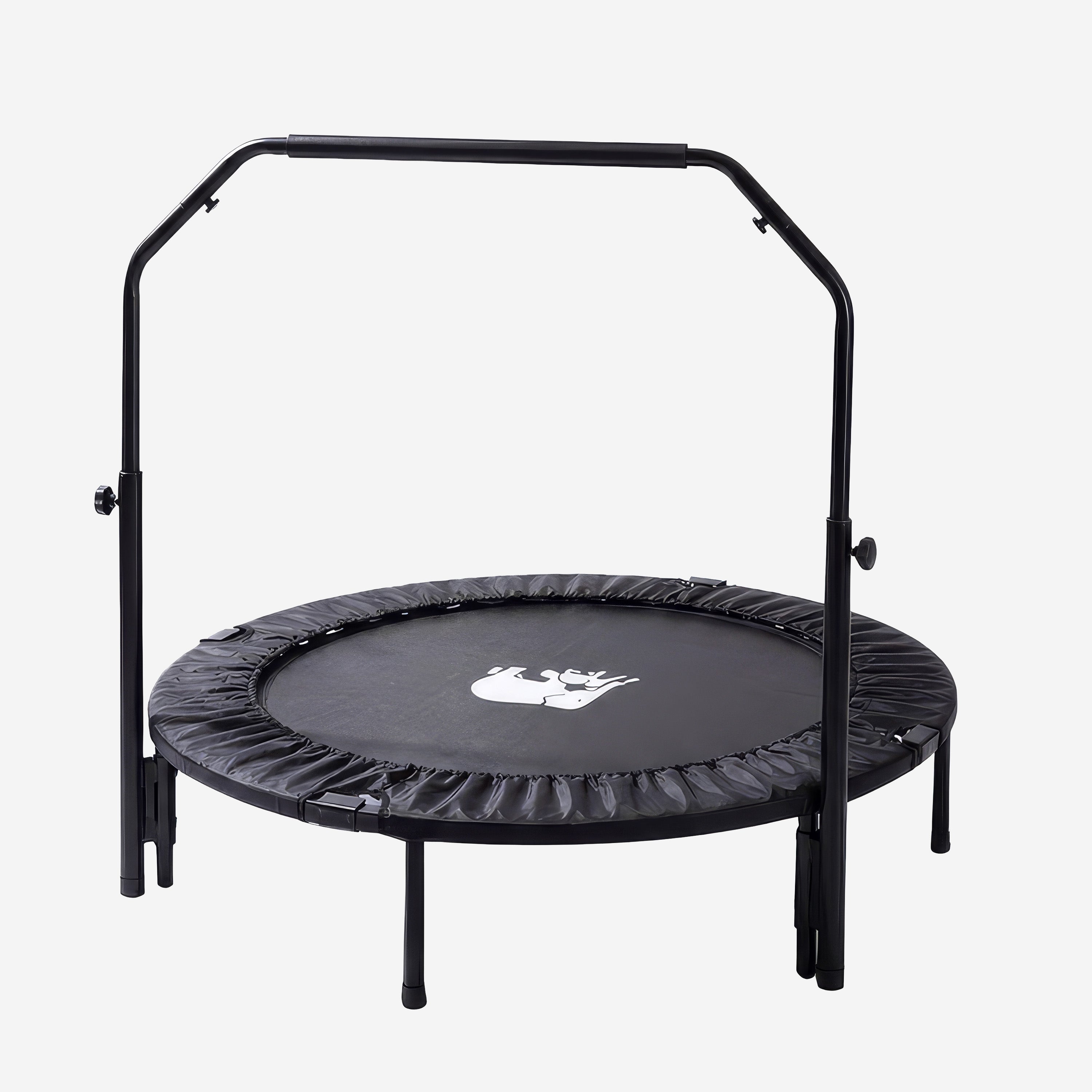 Opvouwbare Fitness Trampoline met Handvat - Zwart - 100 cm - Geschikt voor Jong en Oud - Uitsluitend voor Fitnessdoeleinden - Inklapbaar - Fitness Trampoline Opvouwbaar - Fitness trampoline met Beugel - Fitnesstrampolines