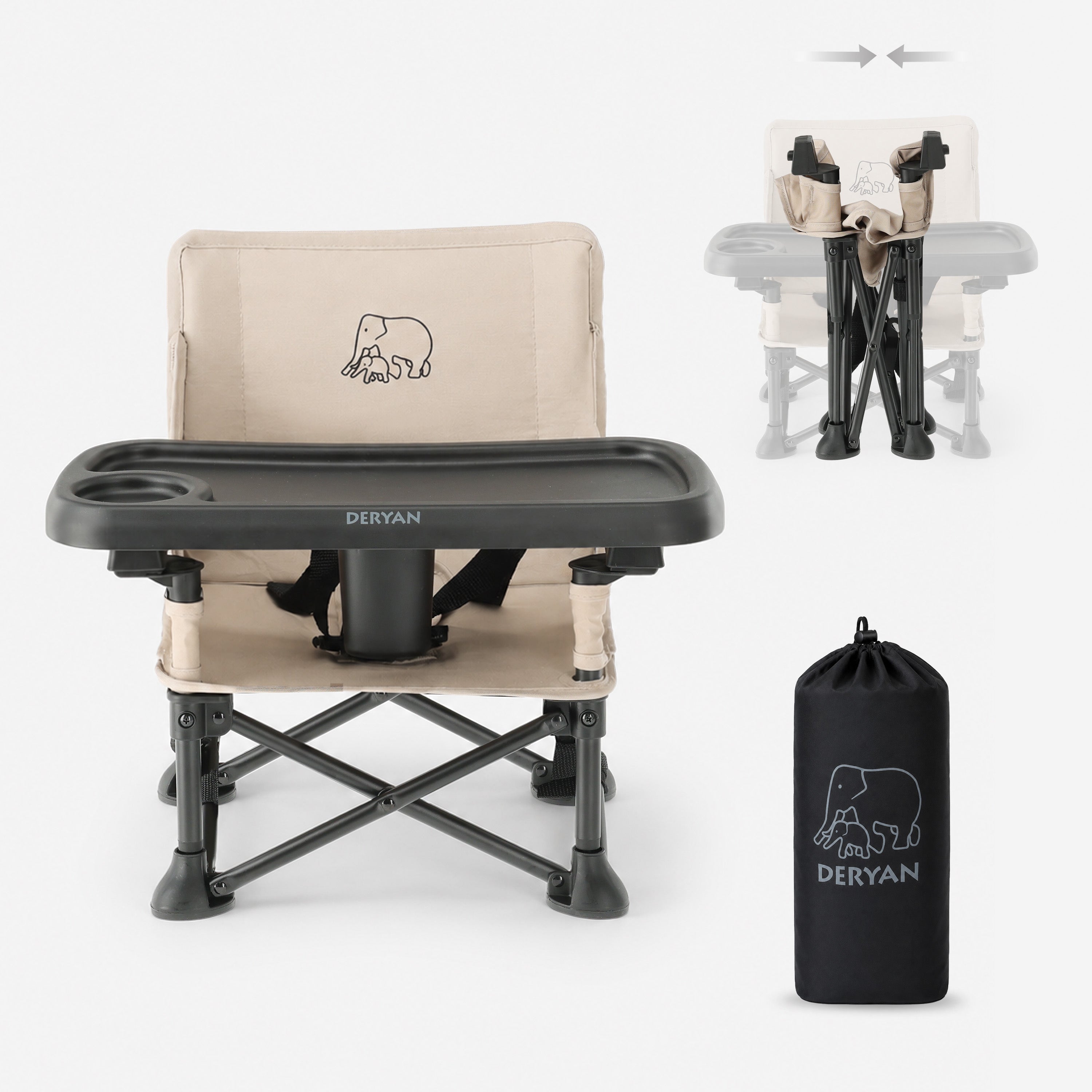 Pop 'N Sit Mini Kinderstoel - Opvouwbare stoelverhoger - Nougat