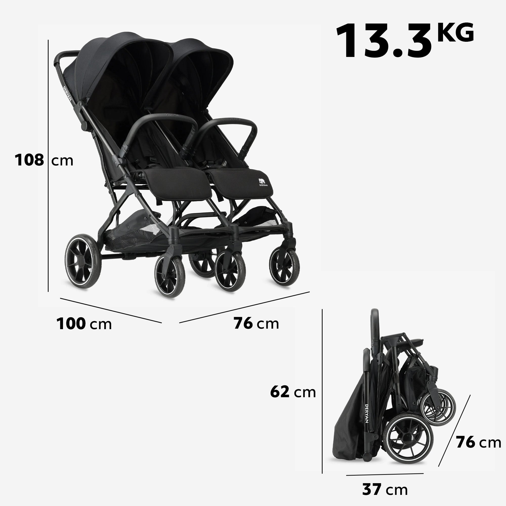 Rolo DuoBuggy X2 XL Svart