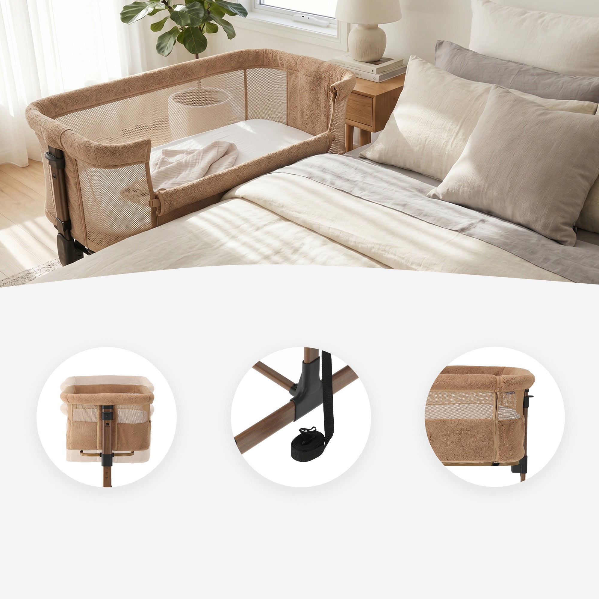Łóżeczko do spania z dzieckiem Snoozy – Teddy Brown
