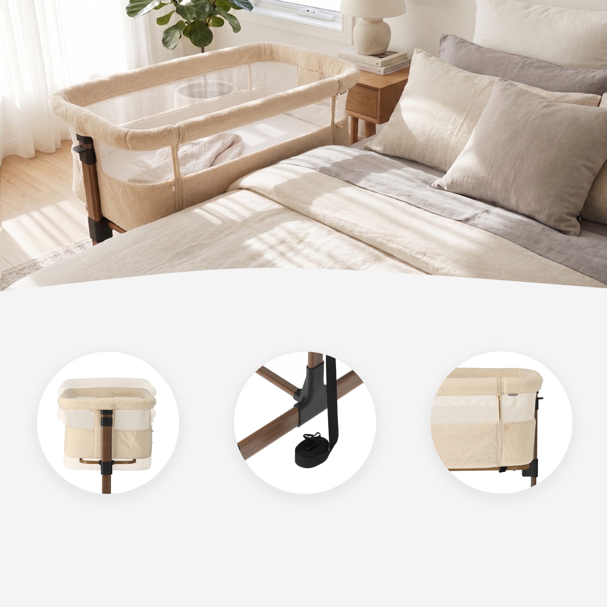 Snoozy Co-Sleeper Cradle - Teddy Nougat