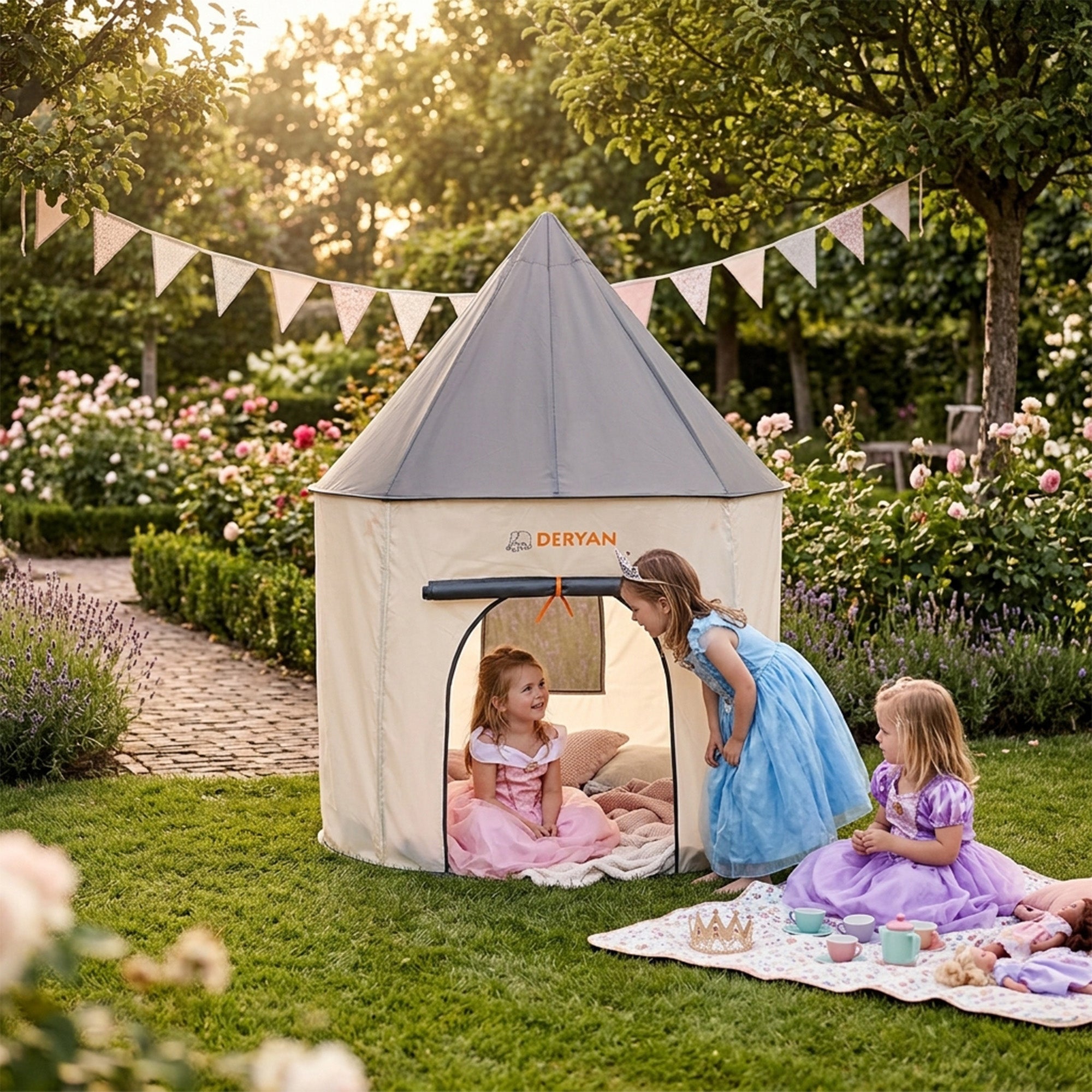 Cream Play Tent for 3 Children Sets Up in Seconds