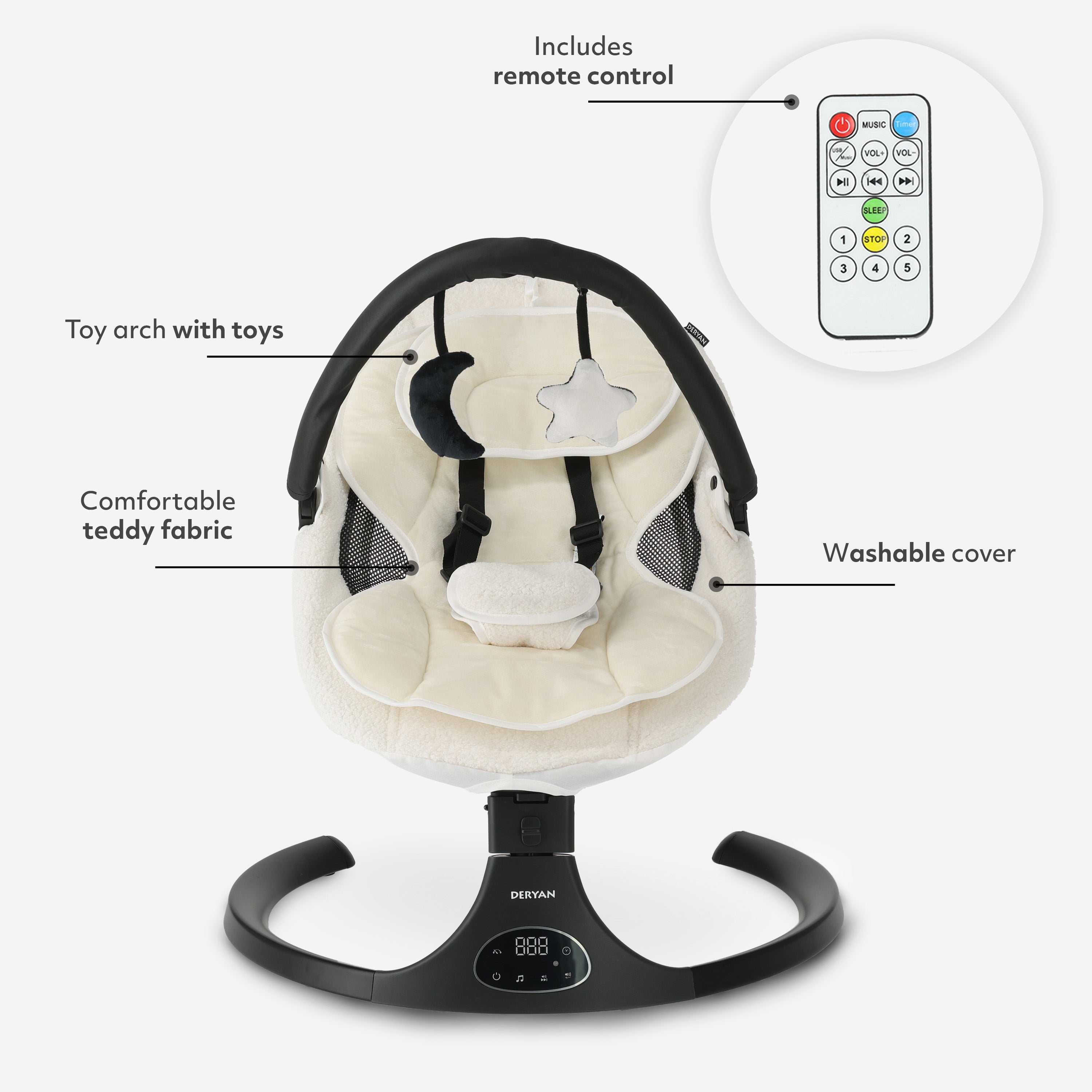 Teddy Elektrische Wipstoel - Baby Schommelstoel - Wit