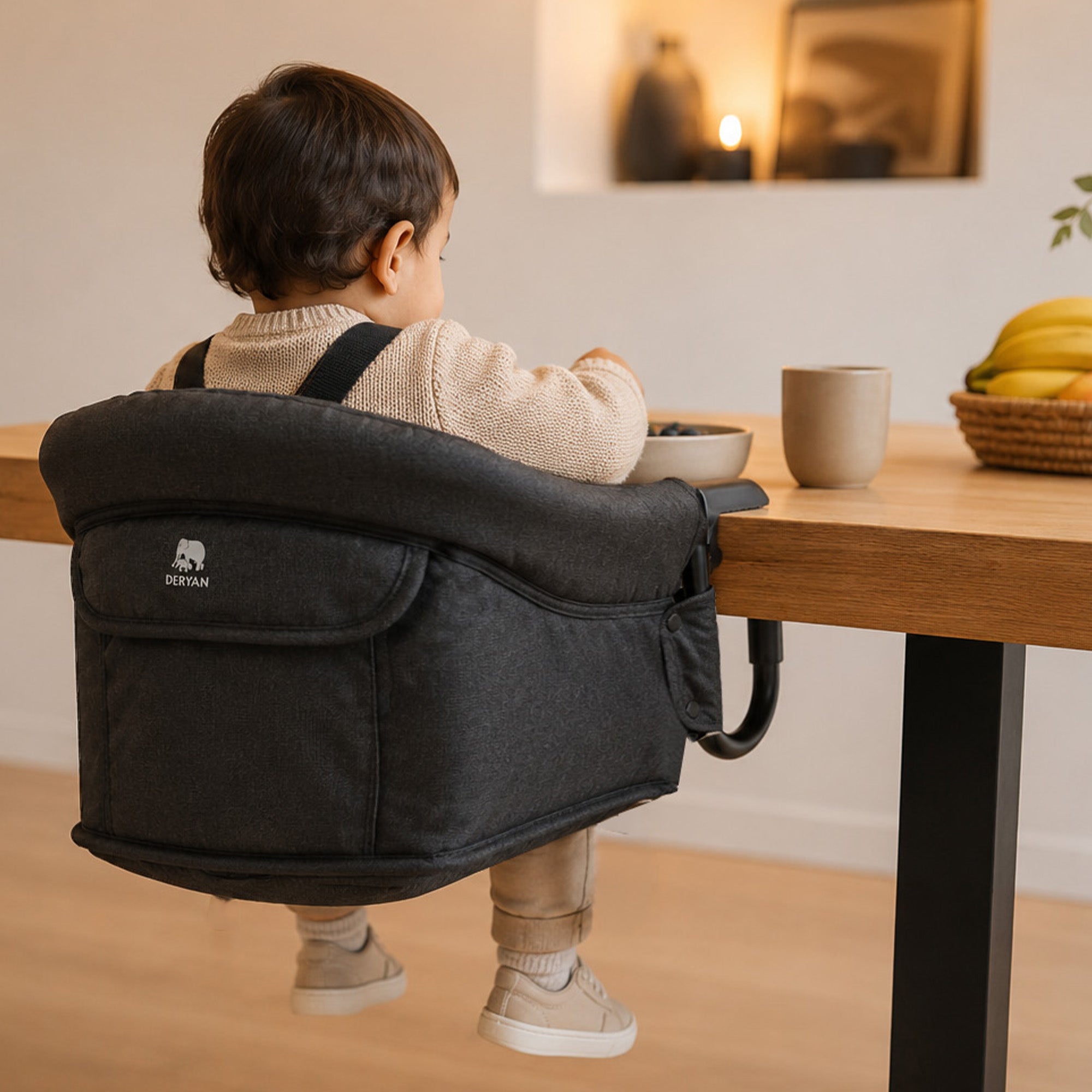 Kinderstoel Tafelhangstoel Inklapbaar - Eetstoel - Donkergrijs
