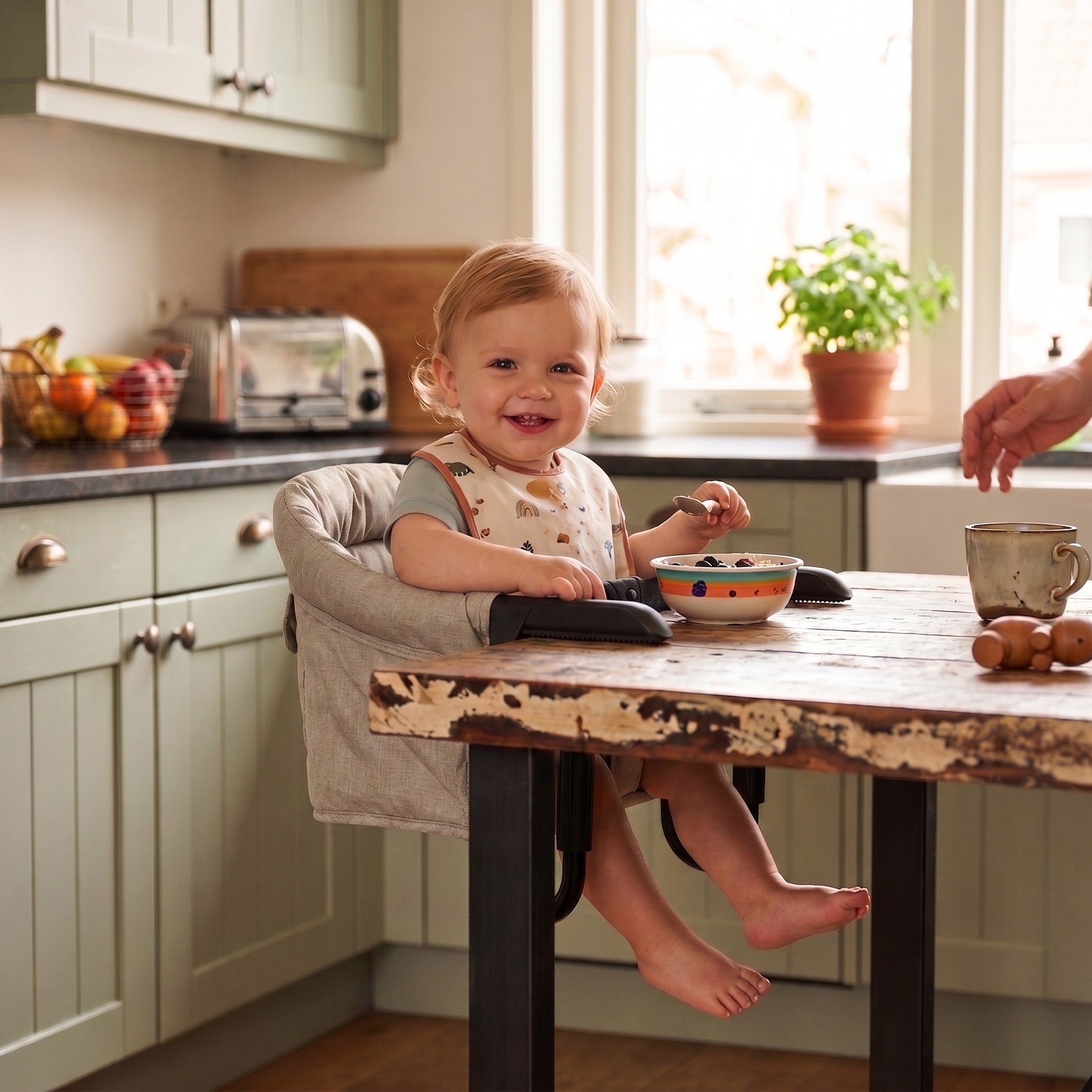 Kinderstoel - Tafelhangstoel Inklapbaar - Eetstoel - Nougat