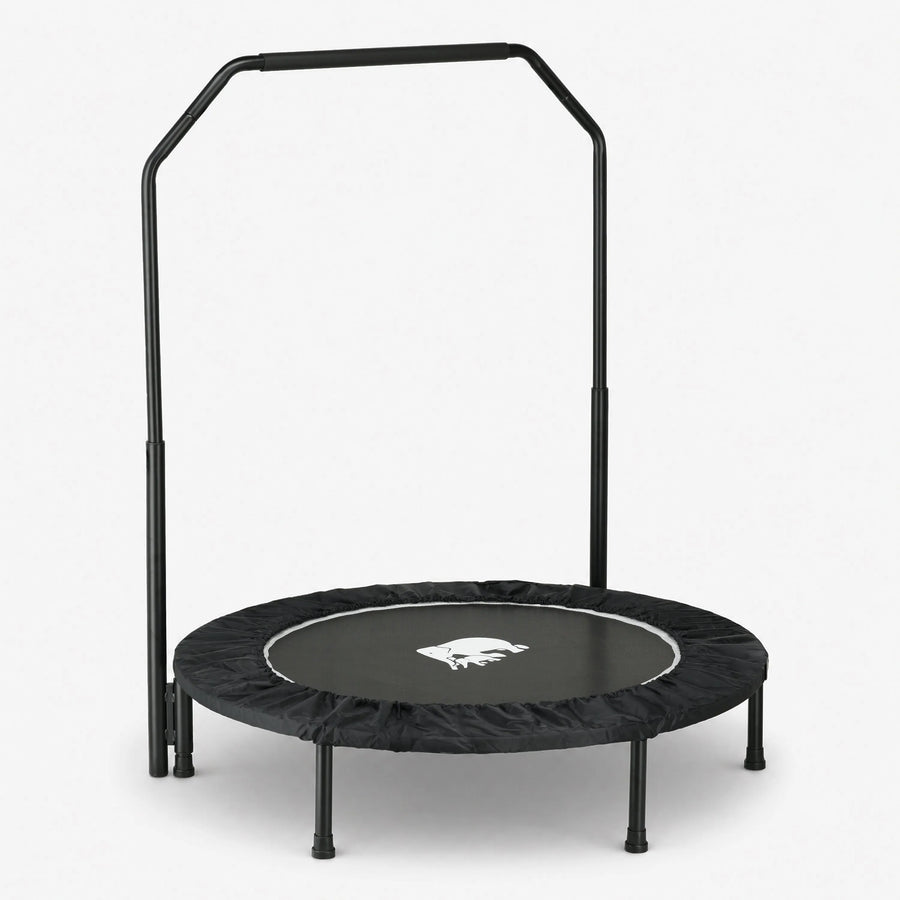 Sammenklappelig fitness-trampolin, 100 cm, med håndtag – sort